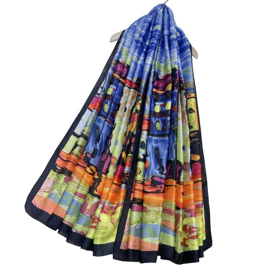 Impressionist Art Street Painting Silk Scarf