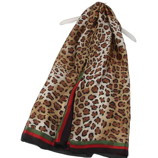 Luxury Leopard Print Silk Scarf